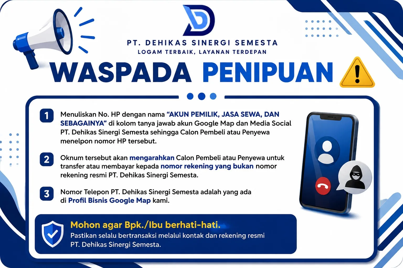 Peringatan Keamanan PT Dehikas